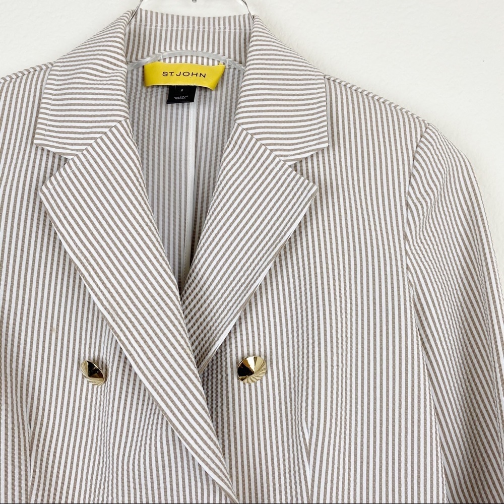 ST JOHN Sport Pinstripe Blazer Suit Jacket 2 - Picture 3 of 10